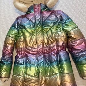 Colorful Metallic Puffer Coat